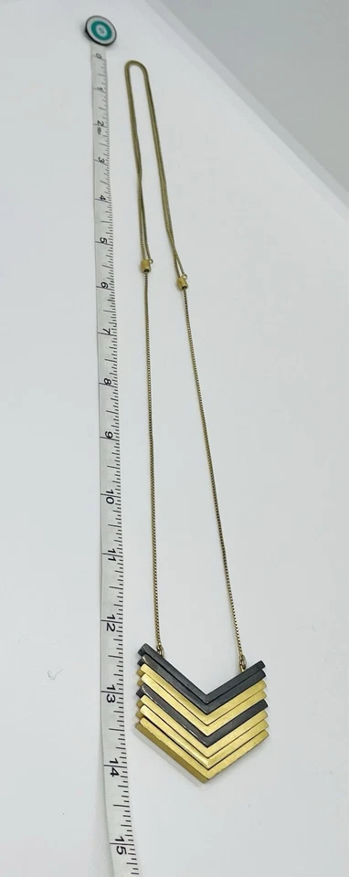 Hermoso Collar Madewell Arrowstack Ajustable Dos Tonos Chevron Boho Foto 2 de 2