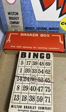 Vintage 1960s Bingo Game No. 4002 Wooden Pieces Milton Bradley Co USA