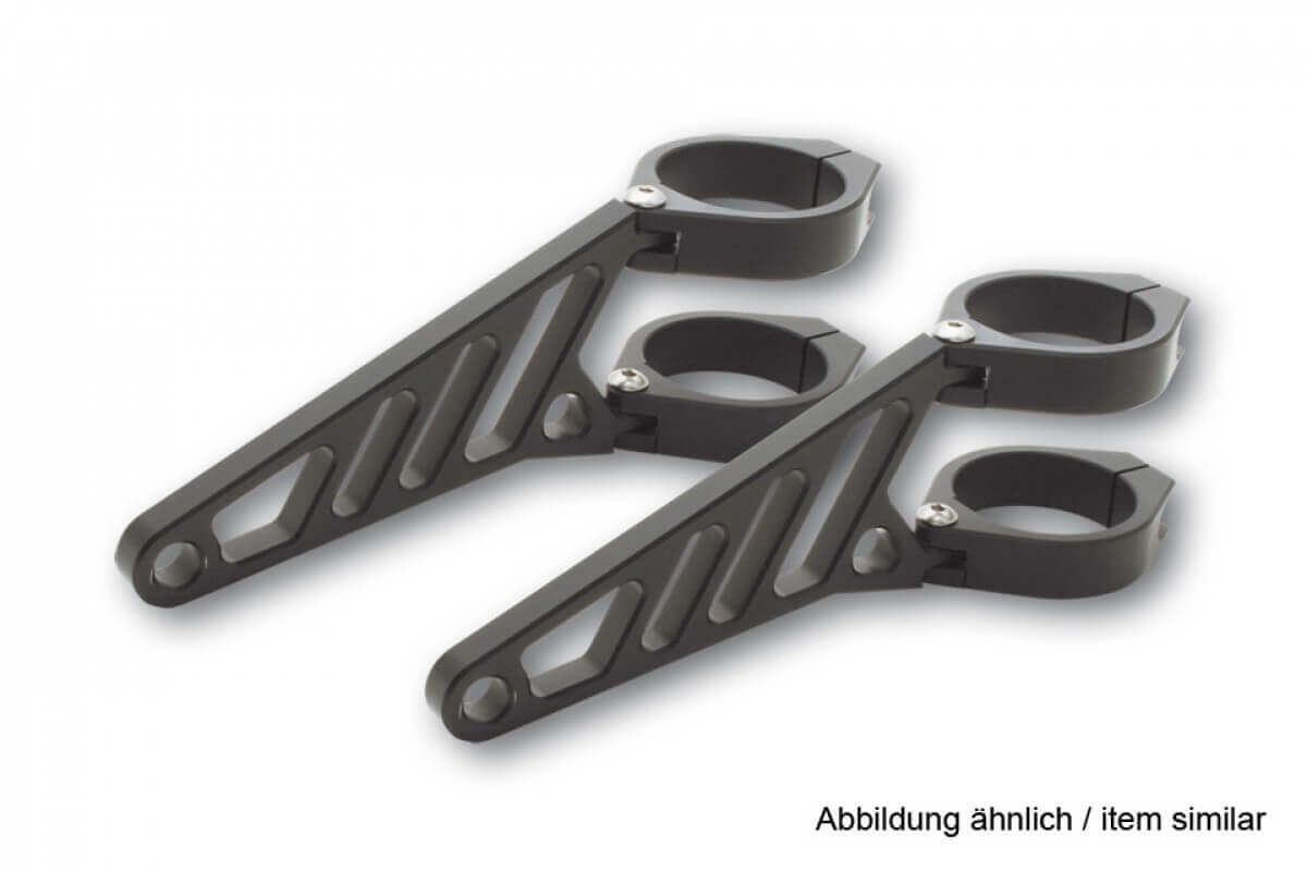 Supports de phare CNC HIGHSIDER 42-43mm longs en aluminium noir pour moto