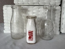 Lot of 3 Vintage Milk Bottles ~ Pints and Half-Pint ~ Chicago, IL ~ Macomb, IL