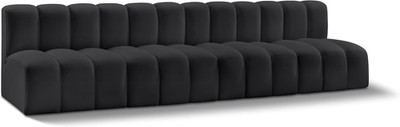 Modern Modular Sofa in Soft Black Vegan Leather - 119'' Wide
