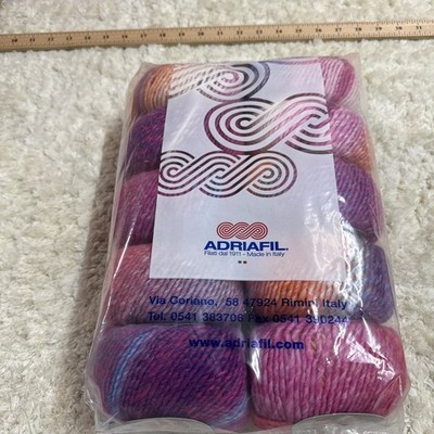 (10 Skeins) Adriafil Mistero 074 5870 Pink Purple Orange New Wool Acrylic