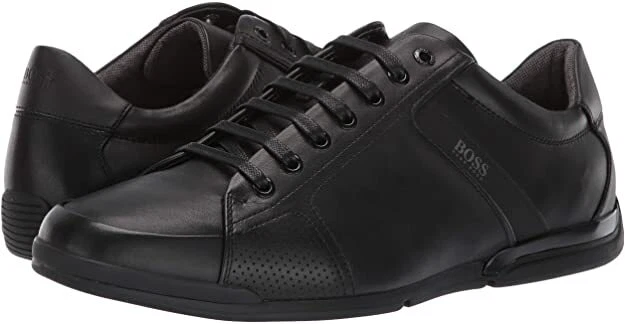 HUGO BOSS Saturn Low Profile Sneakers Black Leather 50401835 Authentic