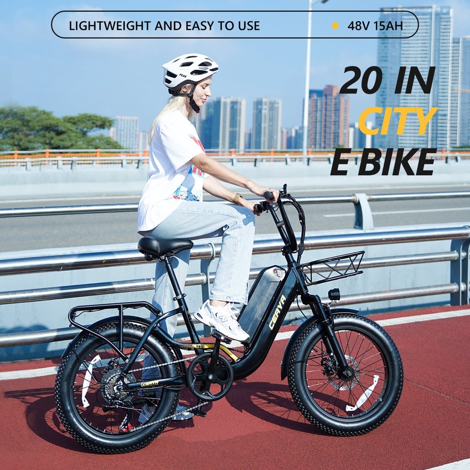 20 Inch City E Bike 48V 15AH Electric Bike Fat Tire Moped Bicycle