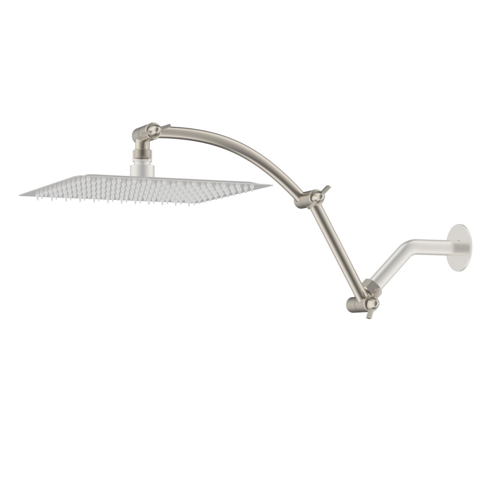 All Metal 16'' Shower Head Extension Arm, Solid Brass with L