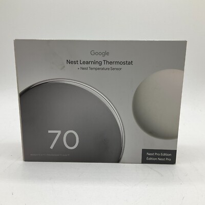 Google Nest Learning Thermostat + Nest Temperature Sensor Polished Silver NEW