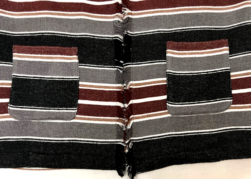 Giacca Wonderly donna taglia M marrone grigio righe aperto davanti spesso cardigan frange - Foto 2 di 6