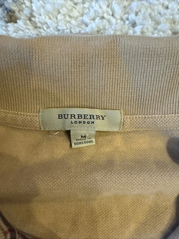 BURBERRY London Nova Check Beige Short Sleeve Polo Shirt Men's Size