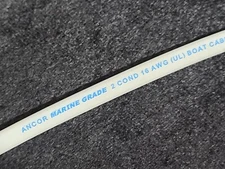 Ancor 16/2C Marine Grade Tinned Copper Flat Duplex Boat Cable (R+Y) White /25ft