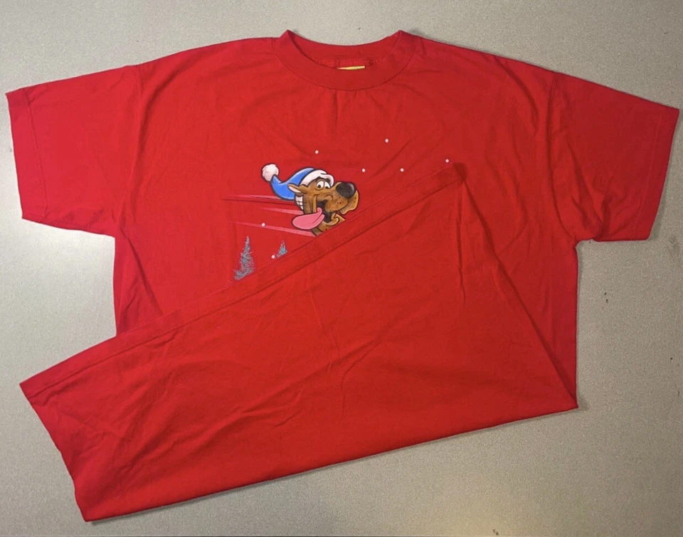 Camiseta De Colección Cartoon Network Scooby Doo Unisex XL Larga Duerme Roja Patinaje sobre Hielo Foto 2 de 4