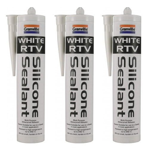 3 x Granville White RTV Silicone Instant Gasket Waterproof Adhesive