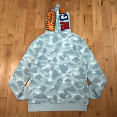 BAPE camo shark full zip hoodie Light blue ladies A Bathing