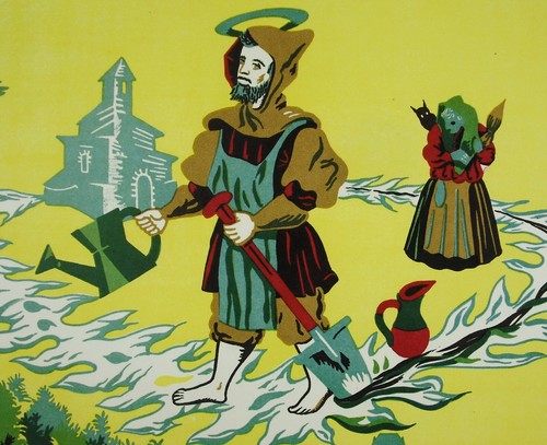 Affiche Saint Fiacre Patron des fleuristes, horticulteurs, jardiniers c1970 65cm - Imagen 3 de 4
