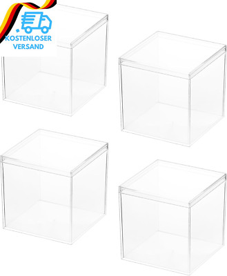 QWORK  4 Stück Acryl-Displaybox, Transparente Box, 10 X 10 X 10 Cm, Aufbewahrung
