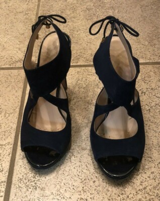 **LE PEPITE**NAVY PATENT & SUEDE SANDALS***