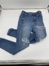 American Eagle Super Stretch X Jegging Womens Size 4 Short Distressed Blue Denim