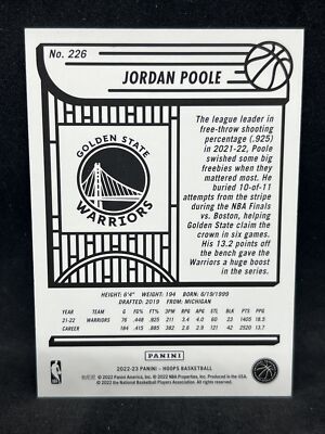 2022-23 NBA Hoops Jordan Poole Holo Silver /199 Golden State