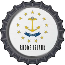 Rhode Island State Flag Novelty Bottle Cap Aluminum Circle Plaque Sign Wall Deco