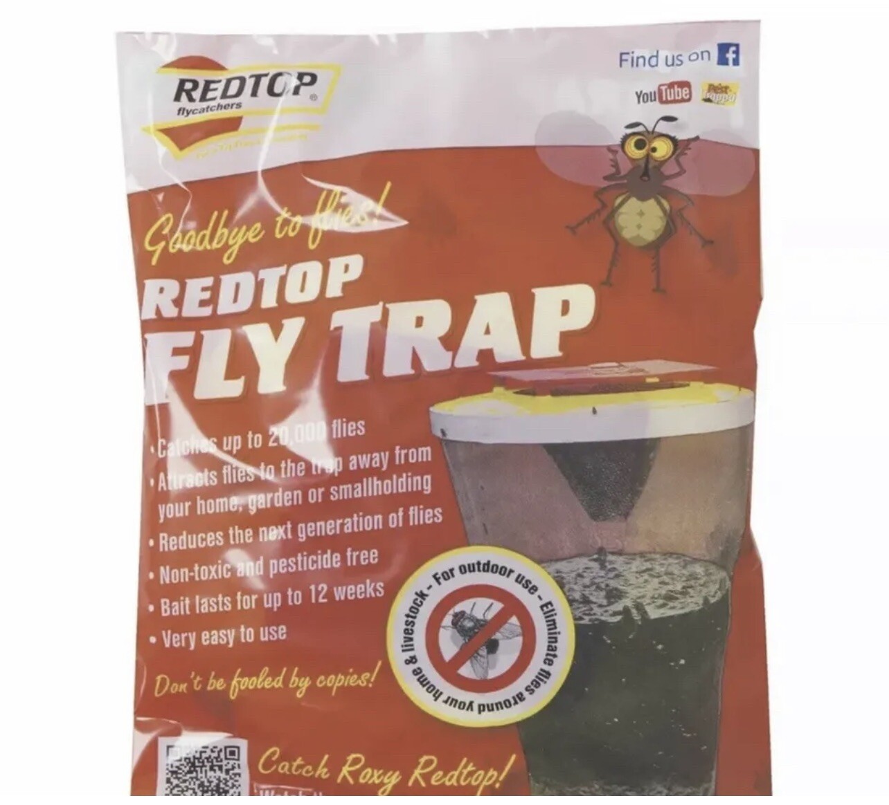 FLY TRAP KILLER RED TOP FLY BAG CATCHER KILLS 20,000 FLIES INSECTS eBay