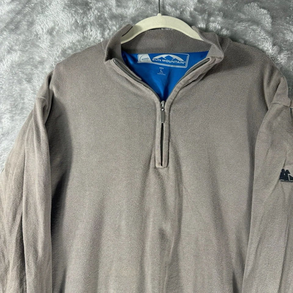 Pullover Sun Mountain Golf Wind para hombre grande gris 1/4 cremallera chaqueta elástica Foto 3 de 4