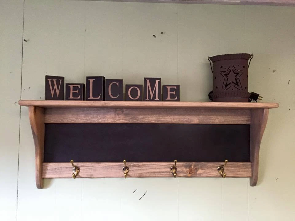 Weathered Primtive Pine Message Center Coat Rack - Image 2 of 4