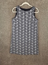 Ann Taylor Petite Floral Embroidered Shift Dress Womens 4P Blue White Sleeveless