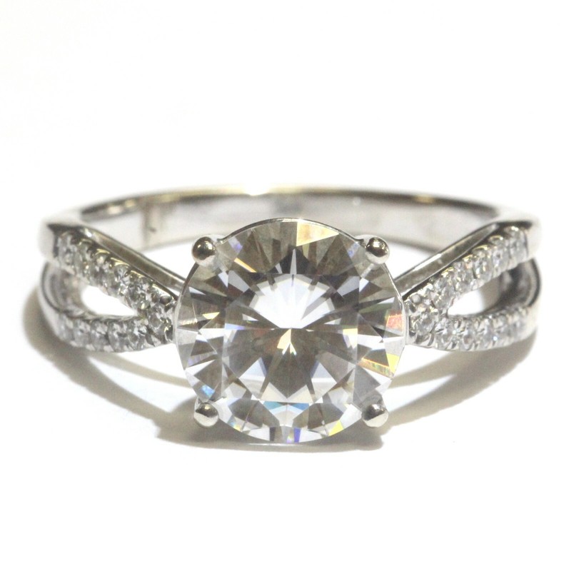 14k white gold round 3ct moissanite engagement ring 3.6g estate vintage antique