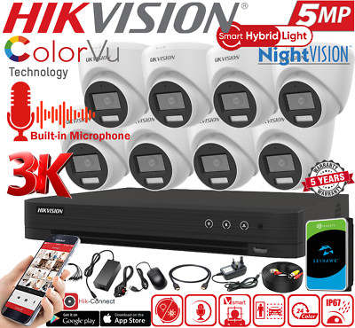 HIKVISION CCTV-SYSTEM 5 MP AUDIO MIKROFON KAMERA ColorVU SICHERHEITSSET Mobil Produktbündel UK