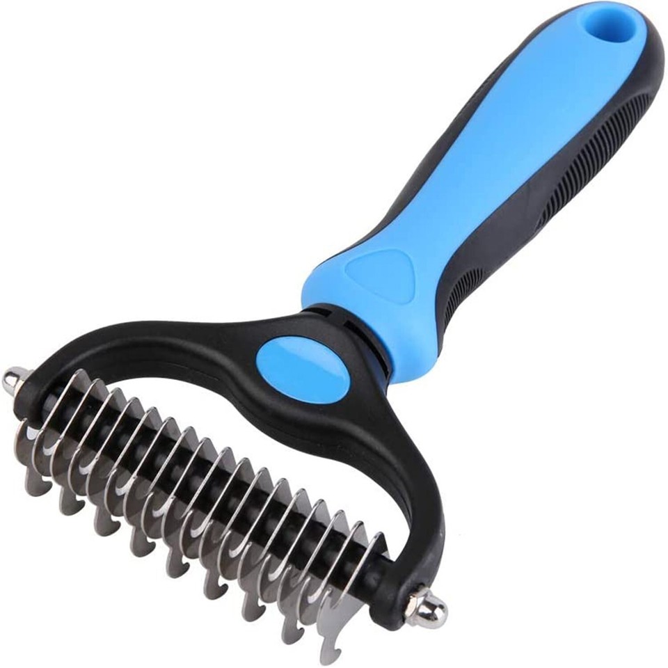 2-Sided Pet Grooming Brush – Shedding Comb & Undercoat Rake For Dogs And Cats