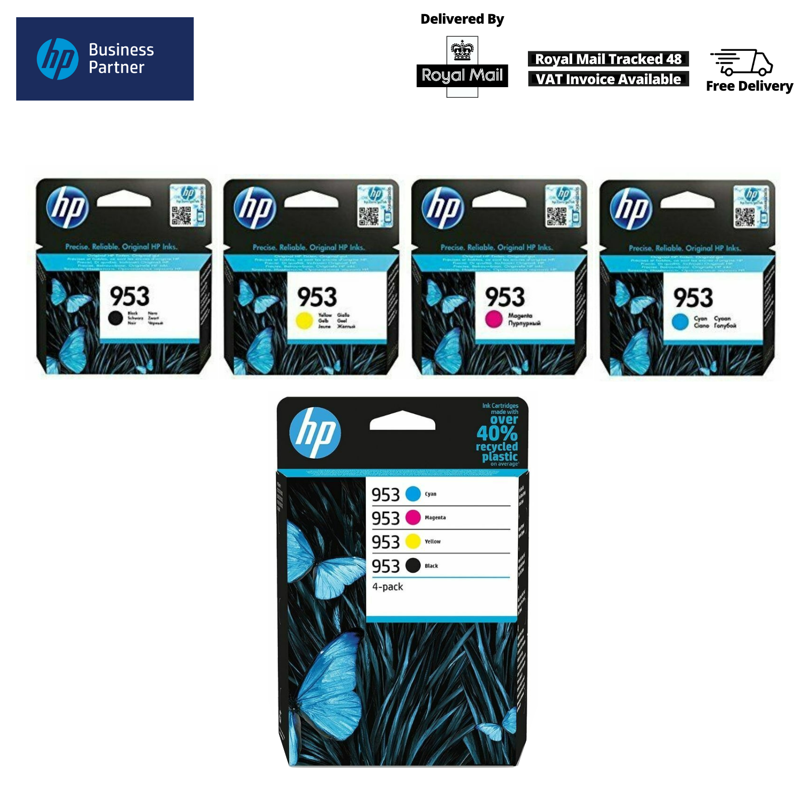 Genuine HP 953 CMYK Ink Cartridge For OfficeJet Pro 7730 8218 8725 Lot eBay