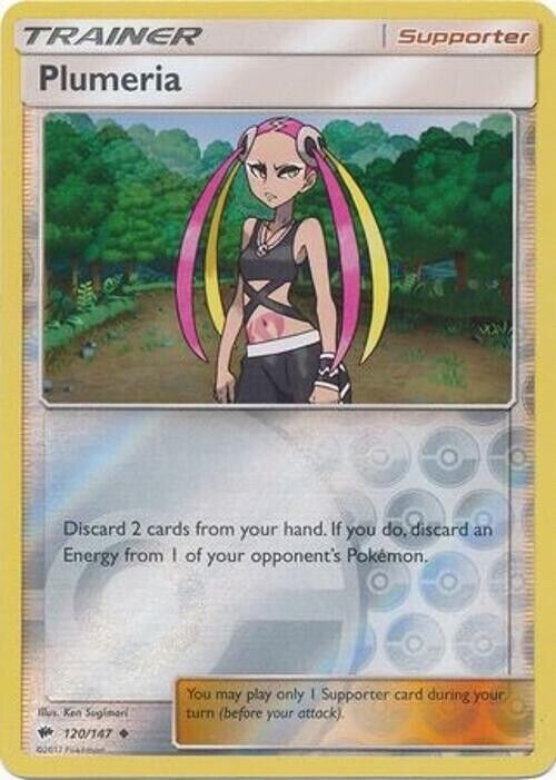Pokemon -  Plumeria - 120/147   - Burning Shadows - Reverse Holo - NM/M