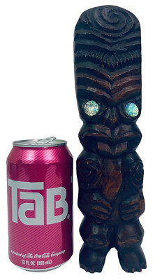 10'' Maori Tiki Statue Figurine Wood Carved from Tahiti Polynesian New Zeland