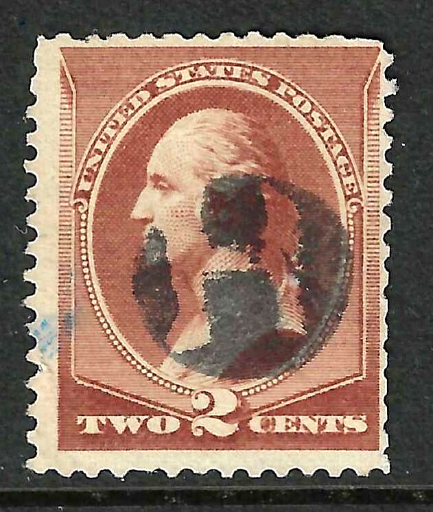 Sc #210 NEGATIVE LETTER "H" Fancy Cancel 2 Cent Washington Banknote 1883 US 4B16