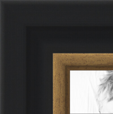 ArtToFrames Picture Frame Custom 1.25''  Black Velvet w Gold 4690 Small