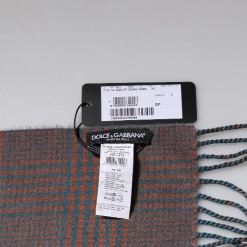 DOLCE & GABBANA шарф синий зеленый шерсти бахрома надежном шаль 200 см x 34 см RRP 500usd - Изображение 3 из 4