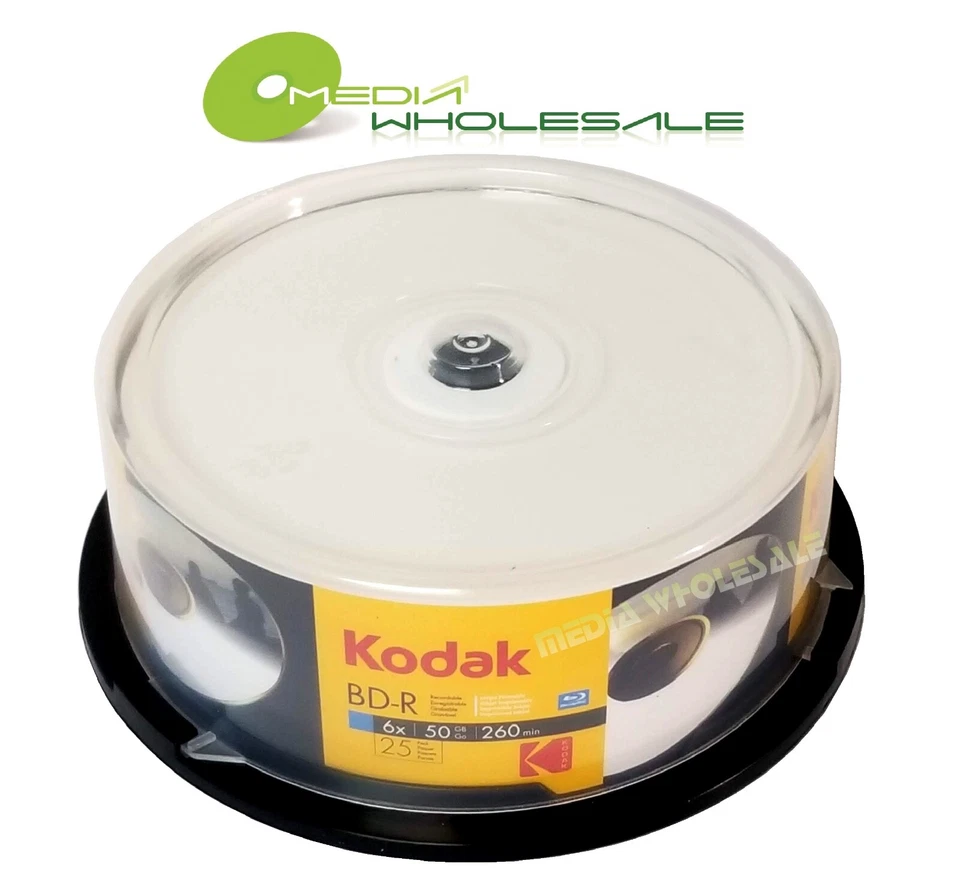 25 KODAK 50GB Blank Blu-Ray BD-R BDR DL 6X Dual Double Layer Inkjet Printable - Image 2 of 4