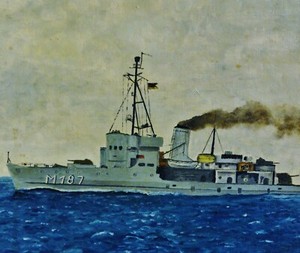 Leider Unsigniert Gemalde Um 1958 Seehund Hochsee Minensuchboot Bj 1943 Ebay