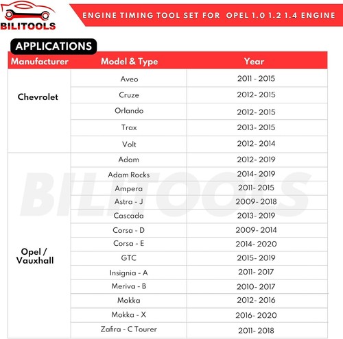 Kit Attrezzi Distribuzione Motore 1.4 L Turbo Compatibile con Chevrolet Chevy Cruze Opel - Foto 3 di 6