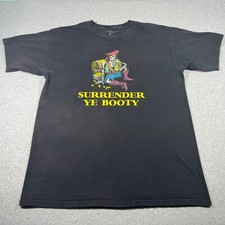 Skeleton Shirt Adult Large Black Pirate Boat Surrender ye Booty Sailing Ocean