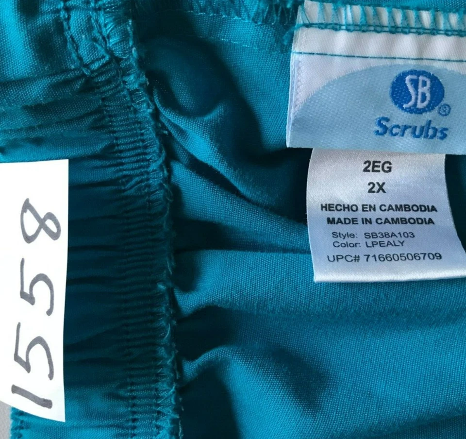 Pantalones SB Scrub para mujer 2X - verde azulado - uniforme de enfermería - entrepierna 28,5" - 1558 Foto 3 de 4