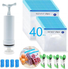 Sous Vide Cooking Bags - Set of 40  Bpa-Free Reusable Vacuum Seal Bags with Air