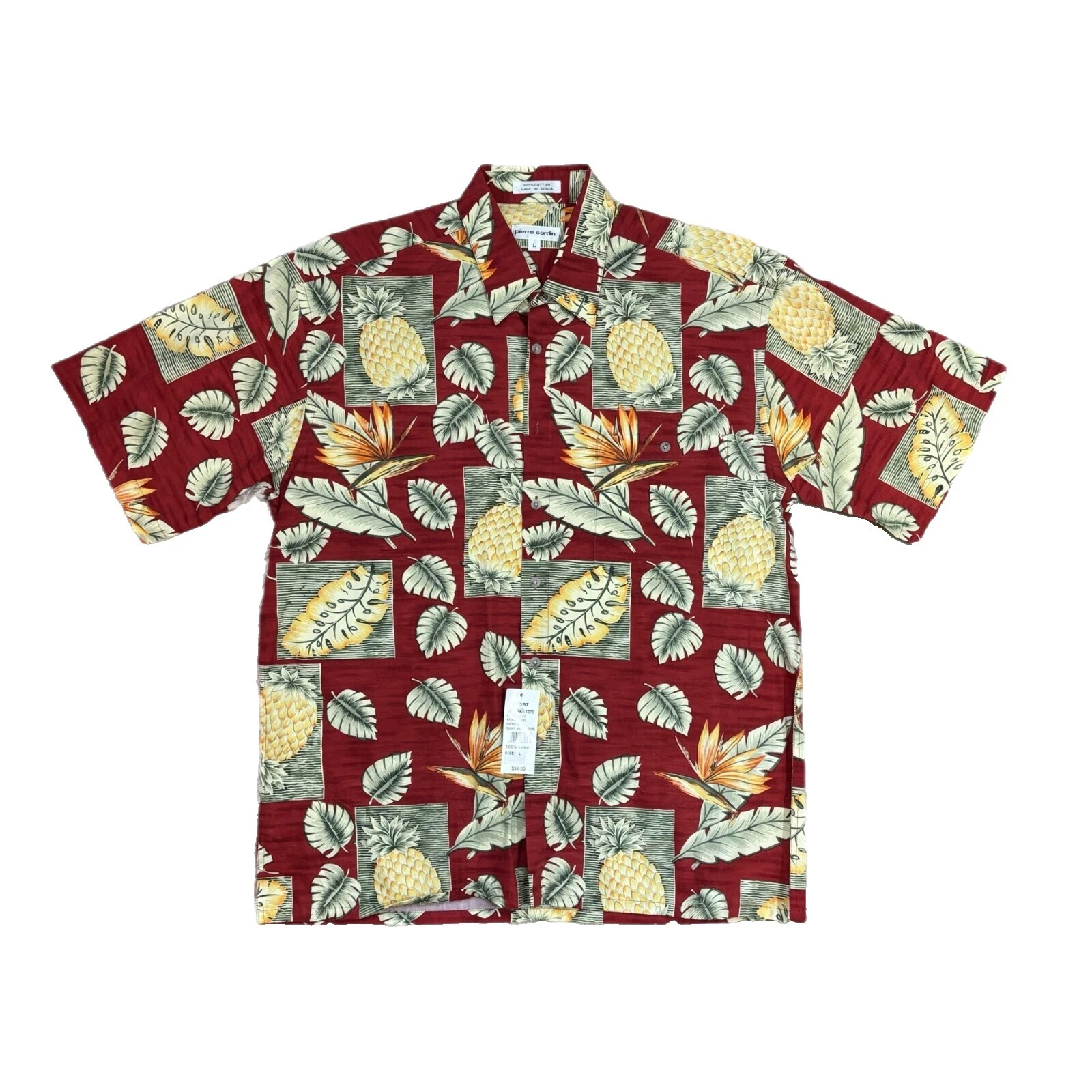Botón informal hawaiana Pierre Cardin Floral-Down Shirts for Men