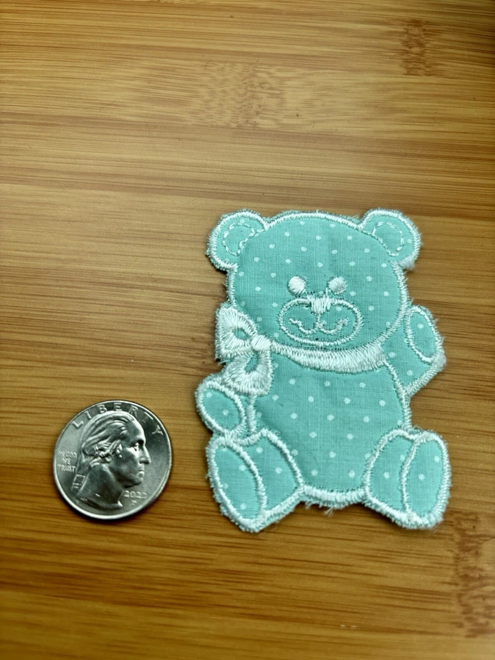 Vintage Teddy Bear 🧸 Blue Patch For Blanket Shirt Kids Baby Pillow 70s Cute Sew - Image 3 of 4