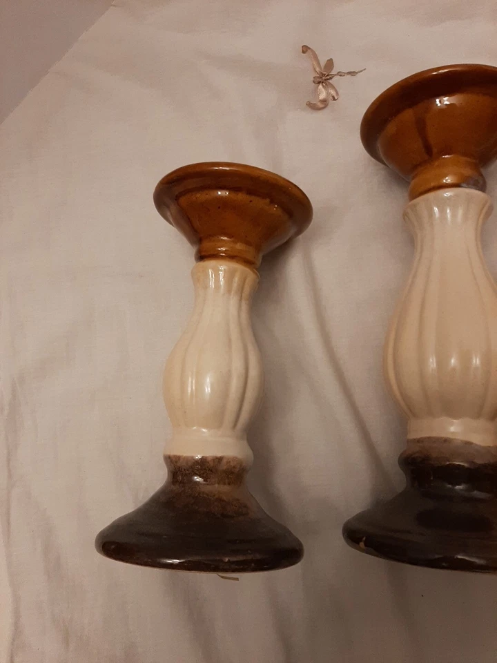 At Home Ceramic Pedestal Pillar Candle Holder Large 8", 10", 12” Candlesticks 3e - Image 3 of 4