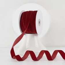 Dark Red Velvet Ribbon 5/8 Inch Single Face Nylon Velvet Ribbon 25 Yards Red ...