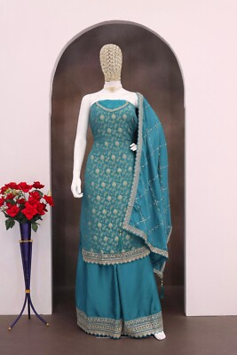 BOLLYWOOD SALWAR KAMEEZ PAKISTANI INDIAN WEDDING PARTY DRESS WEAR SUIT SHARARA e