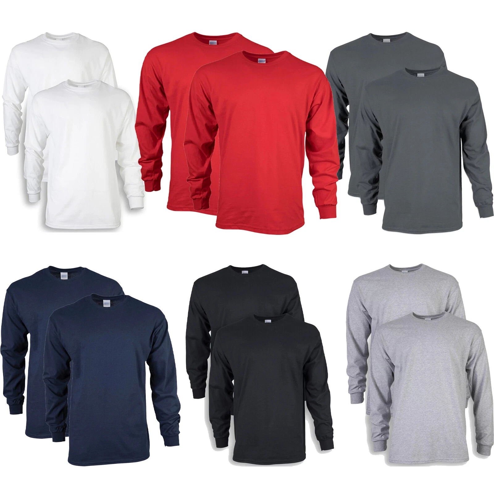 2 Pack Mens Cotton Crew Neck Long Sleeve Blank Plain Basic T-Shirt Tee Top Bulk
Opens in a new windo