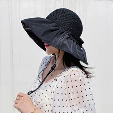Women Summer Anti UV Visor Hat Sun Straw Beach Visor Foldable Wide Brim Sun Cap