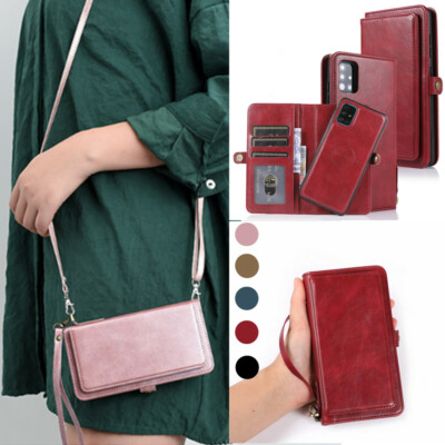Crossbody Card Wallet Magnetic Holder  Flip PU Leather Case For Galaxy S22 Ultra