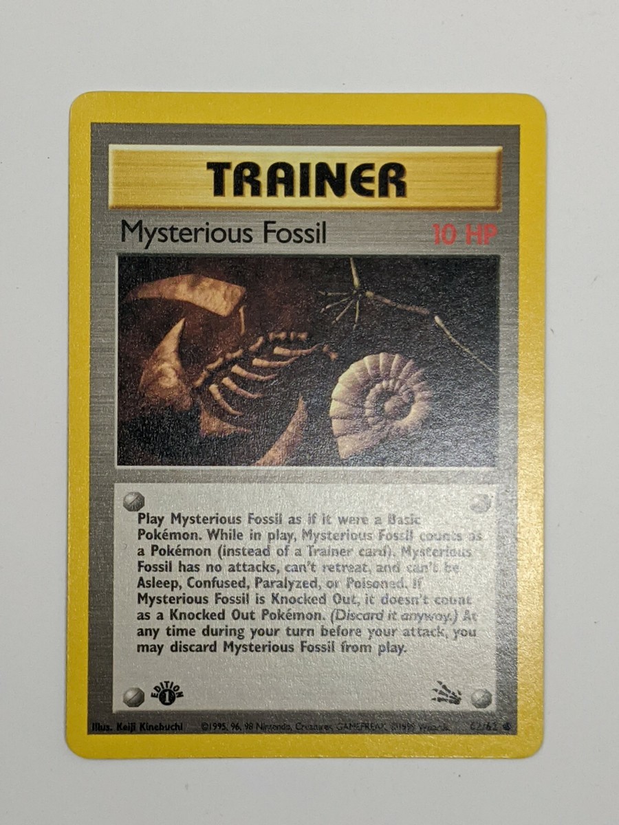 mysterious fossil pokemon card - Fossil [COMMON] [1st Edition] [Near Mint] Part of the community Pokemon 62/62 Mysterious Fossil Trainer